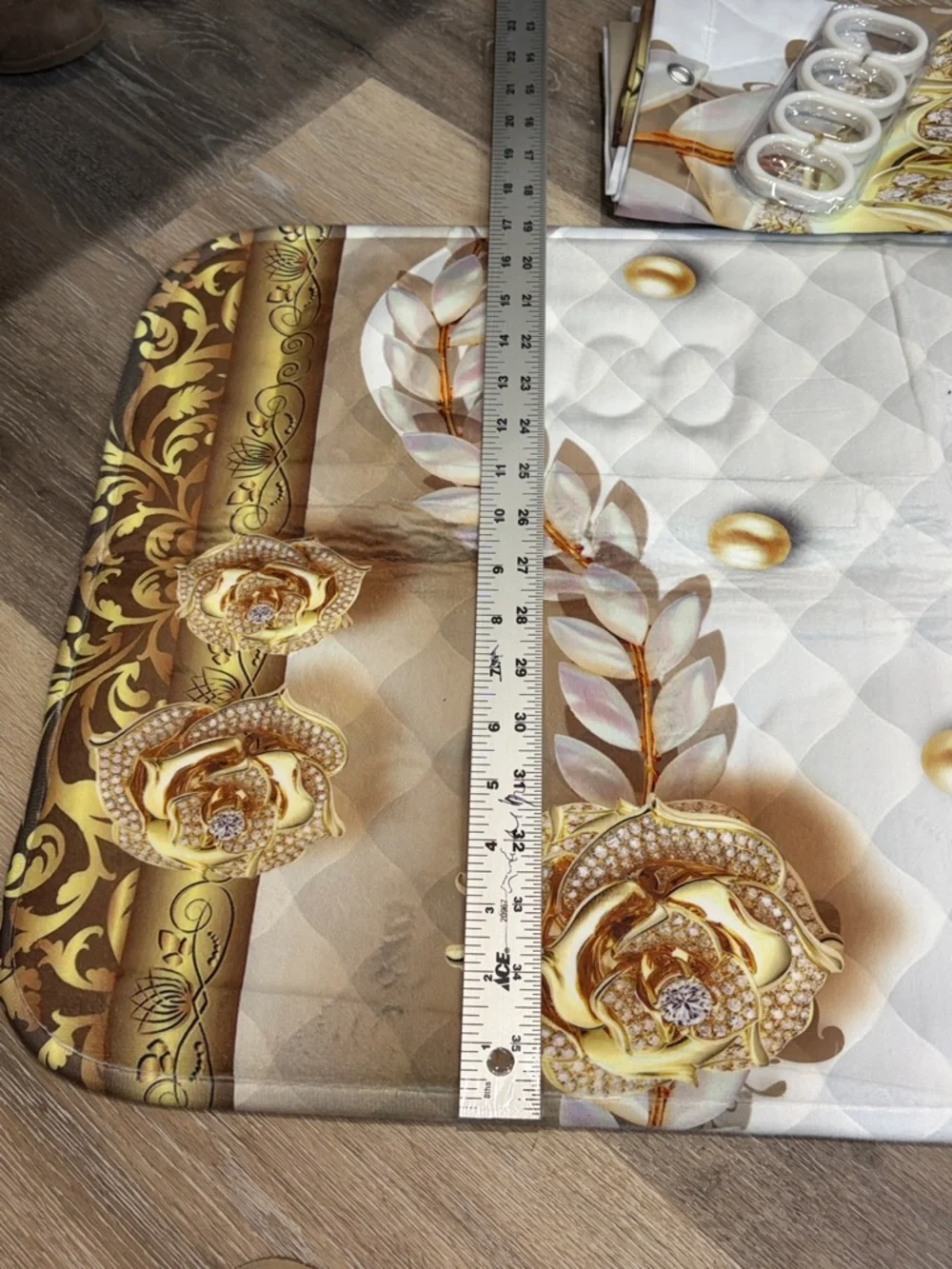 4 piece bathroom set AND shower curtain hooks new in poly bag